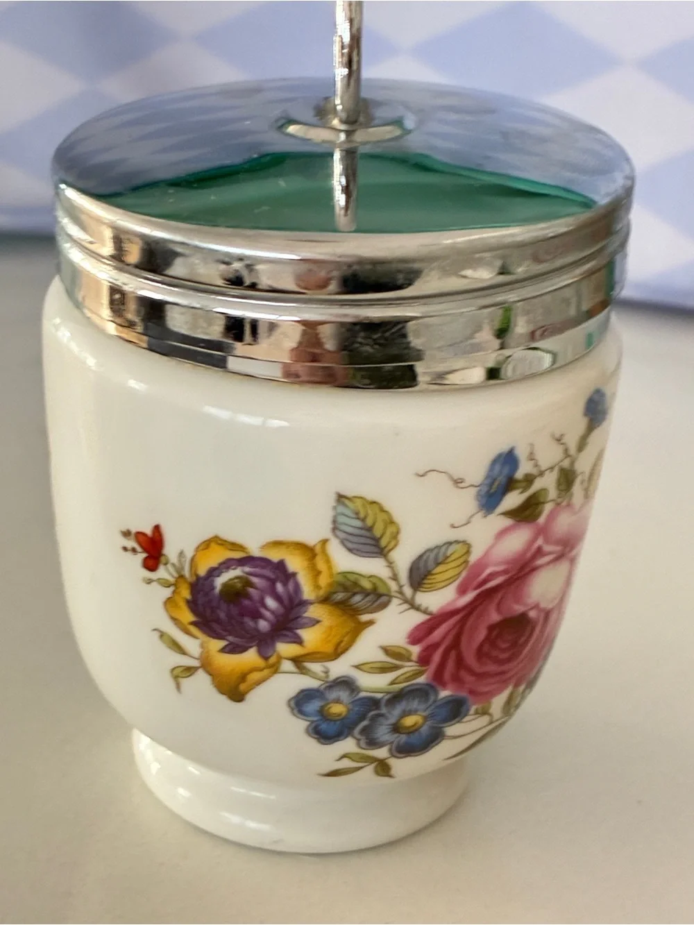 Pair of Vintage Royal Worcester Porcelain Egg Coddlers-Astley Floral & Evesham